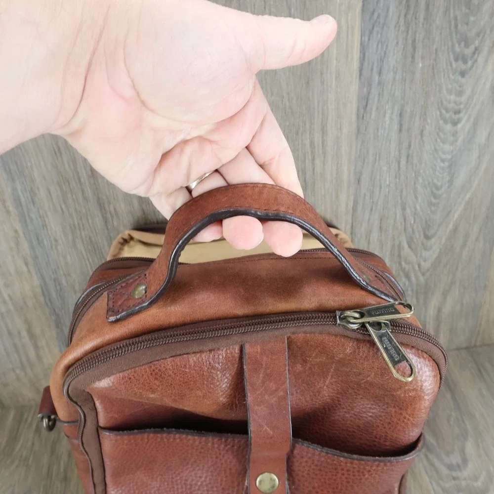 Duluth Trading Co Brown Leather Messenger Crossbody Bag Travel Utility Pouch